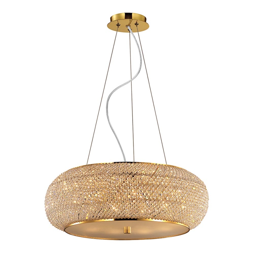 Ideal Lux - Kristalni lestenec na vrvici PASHA 14xE14/40W/230V pr. 65 cm zlata