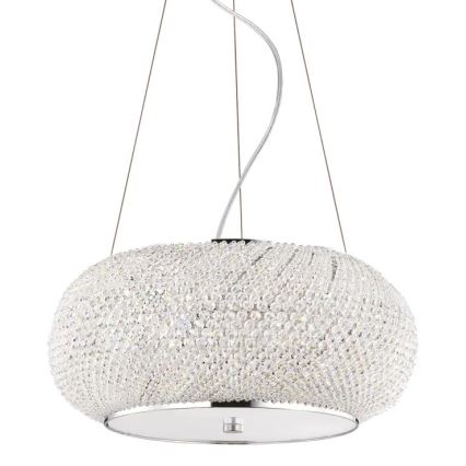 Ideal Lux - Kristalni lestenec na vrvici PASHA 6xE14/40W/230V pr. 40 cm sijajni krom