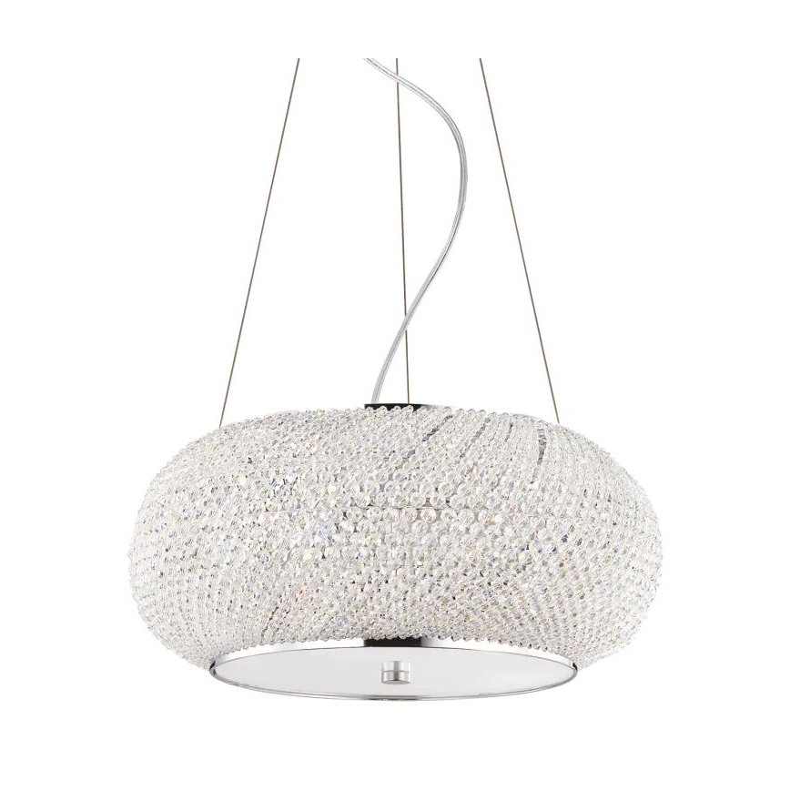 Ideal Lux - Kristalni lestenec na vrvici PASHA 6xE14/40W/230V pr. 40 cm sijajni krom