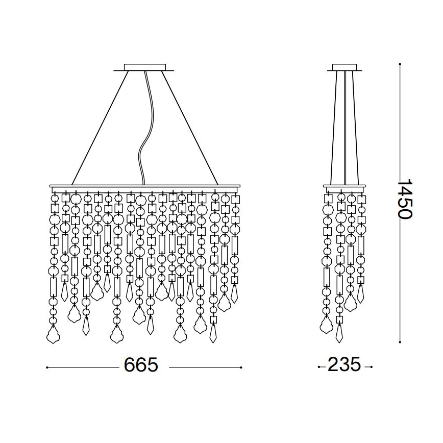 Ideal Lux - Kristalni lestenec na vrvici RAIN 5xE14/40W/230V prozorna