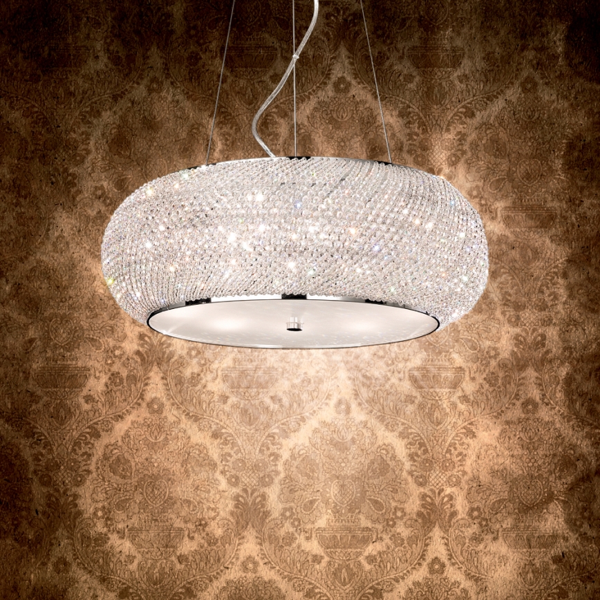 Ideal Lux - Kristalni lestenec PASHA 10xE14/40W/230V pr. 55 cm sijajni krom