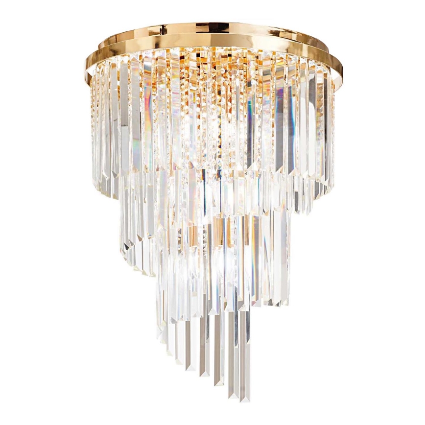 Ideal Lux - Kristalni nadgradni lestenec CARLTON 12xE14/40W/230V pr. 50 cm zlata