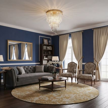 Ideal Lux - Kristalni nadgradni lestenec CARLTON 12xE14/40W/230V pr. 50 cm zlata