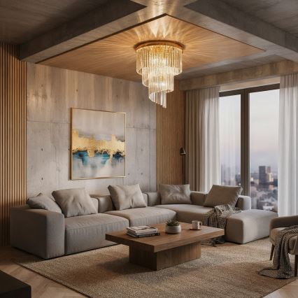 Ideal Lux - Kristalni nadgradni lestenec CARLTON 12xE14/40W/230V pr. 50 cm zlata