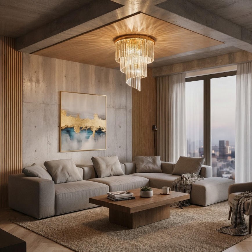 Ideal Lux - Kristalni nadgradni lestenec CARLTON 12xE14/40W/230V pr. 50 cm zlata