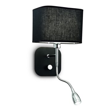 Ideal Lux - LED Fleksibilna stenska svetilka 1xE14/40W/230V + LED/1W/230V črna