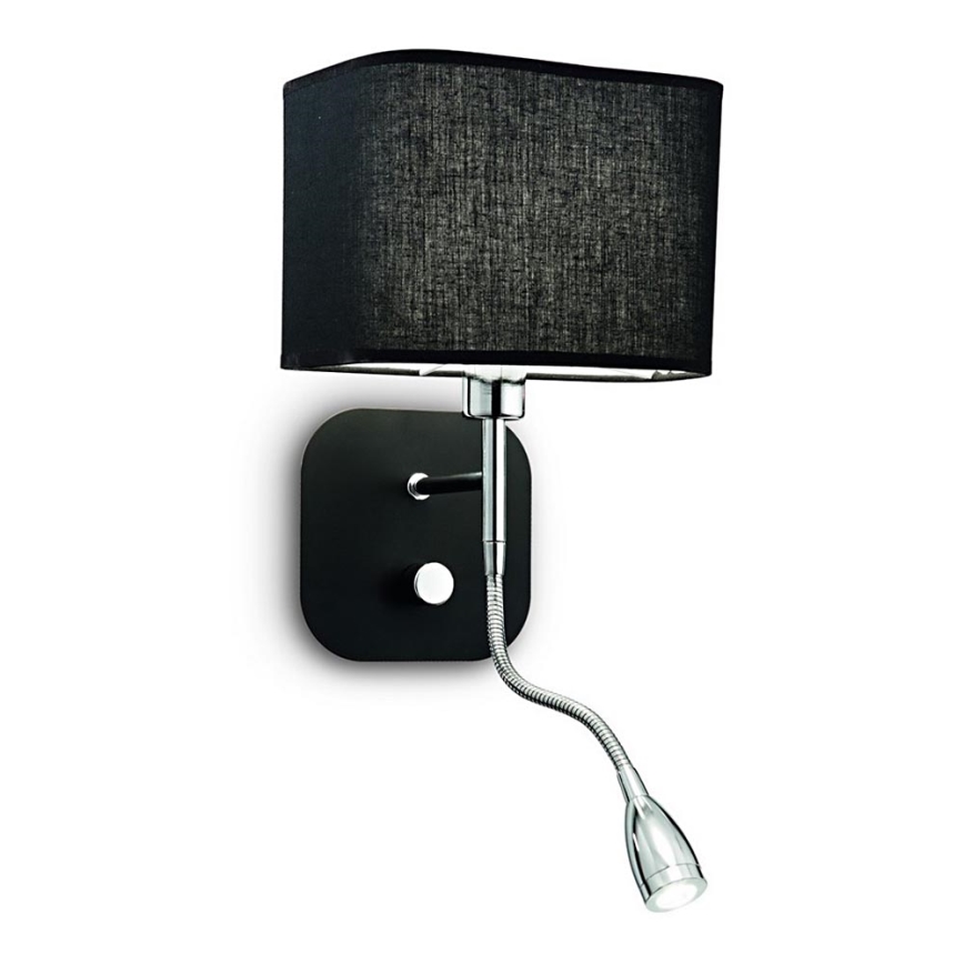 Ideal Lux - LED Fleksibilna stenska svetilka 1xE14/40W/230V + LED/1W/230V črna