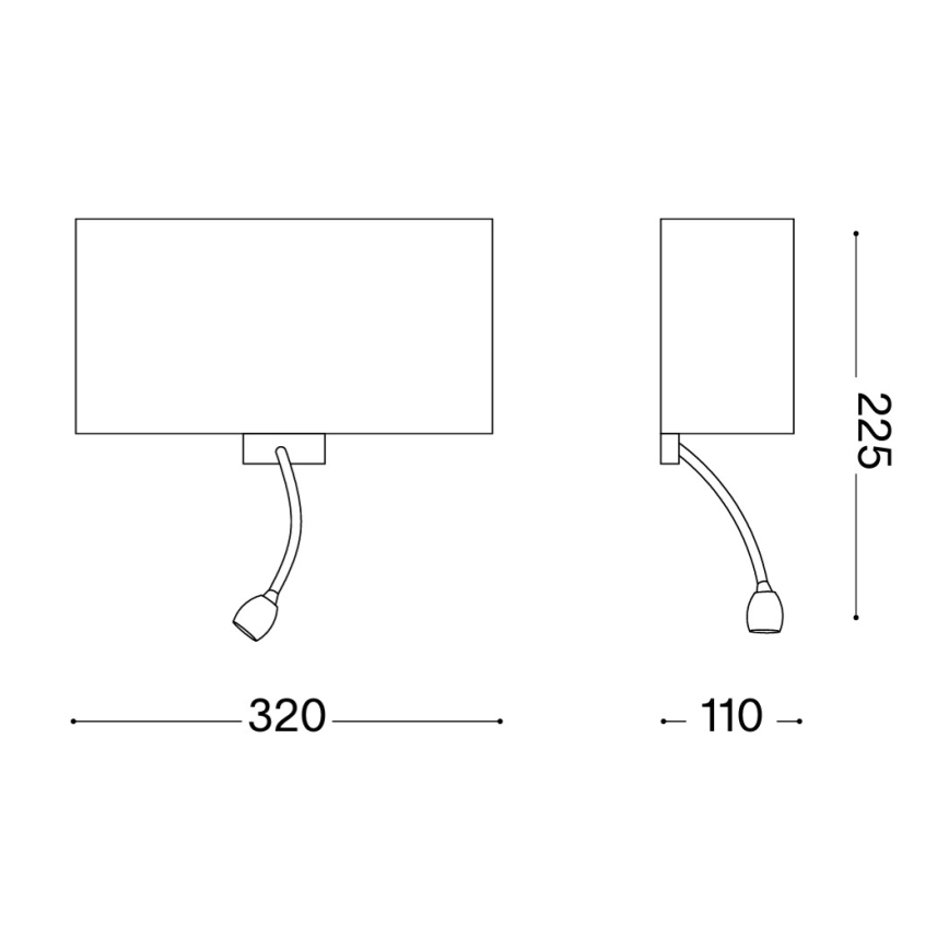 Ideal Lux - LED Fleksibilna stenska svetilka HOTEL 1xE27/60W + LED/1,5W/230V