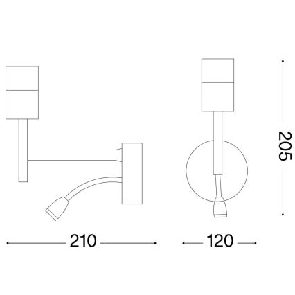 Ideal Lux - LED Fleksibilna svetilka z nosilcem SET UP 1xE27/42W+LED/3W/230V USB črna