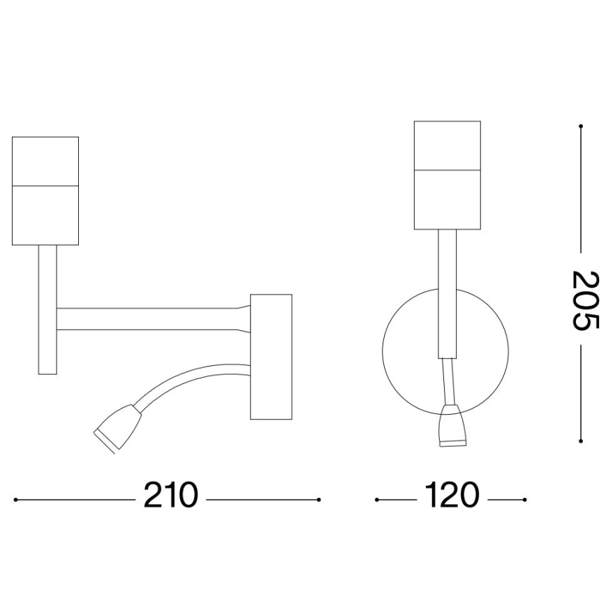 Ideal Lux - LED Fleksibilna svetilka z nosilcem SET UP 1xE27/42W+LED/3W/230V USB črna