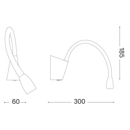 Ideal Lux - LED Fleksibilni mala svetilka GOOSE LED/3W/230V CRI 90 črna