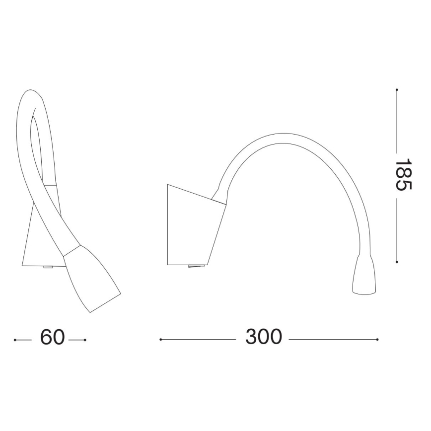 Ideal Lux - LED Fleksibilni mala svetilka GOOSE LED/3W/230V CRI 90 črna