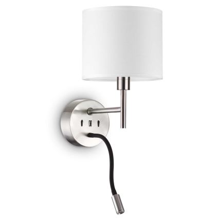 Ideal Lux - LED Fleksibilni svetilka s mount SET UP 1xE27/42W + LED/3W/230V CRI 90 USB sijajni krom