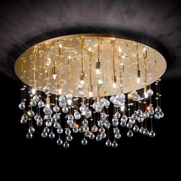 Ideal Lux - LED Kristalna stropna svetilka MOONLIGHT 15xG9/3W/230V pr. 80 cm zlata