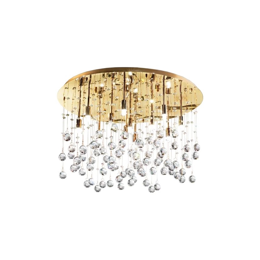 Ideal Lux - LED Kristalna stropna svetilka MOONLIGHT 15xG9/3W/230V pr. 80 cm zlata