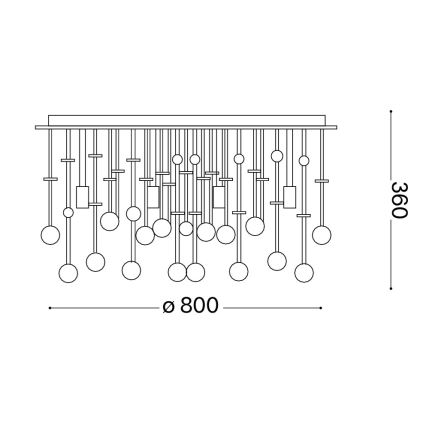 Ideal Lux - LED Kristalna stropna svetilka MOONLIGHT 15xG9/3W/230V pr. 80 cm zlata