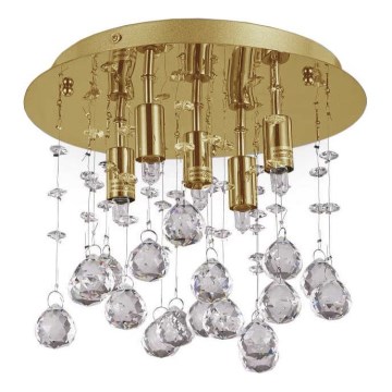 Ideal Lux - LED Kristalna stropna svetilka MOONLIGHT 5xG9/3W/230V pr. 26 cm zlata