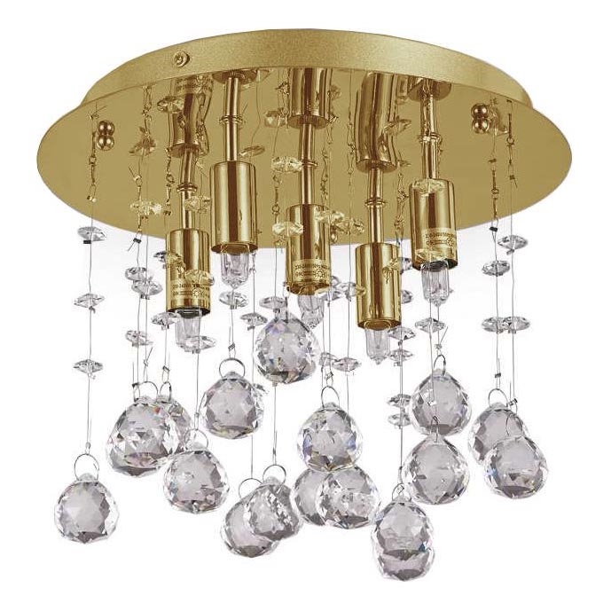 Ideal Lux - LED Kristalna stropna svetilka MOONLIGHT 5xG9/3W/230V pr. 26 cm zlata