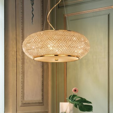 Ideal Lux - LED kristalni lestenec na jeklenem lanku PASHA 14xE14/40W/230V, premer 65 cm, barva zlata