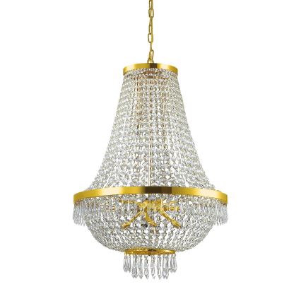 Ideal Lux - LED Kristalni lestenec na verigi CAESAR 12xG9/3W/230V pr. 55 cm zlata
