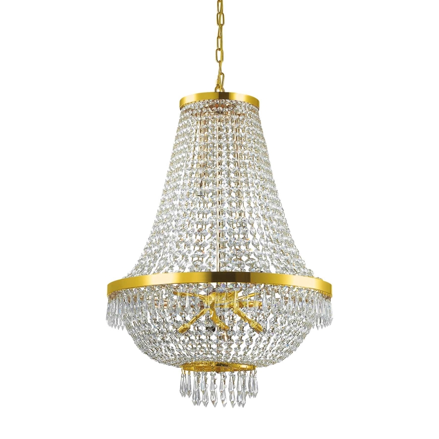 Ideal Lux - LED Kristalni lestenec na verigi CAESAR 12xG9/3W/230V pr. 55 cm zlata