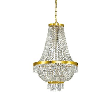 Ideal Lux - LED Kristalni lestenec na verigi CAESAR 9xG9/3W/230V pr. 45 cm zlata