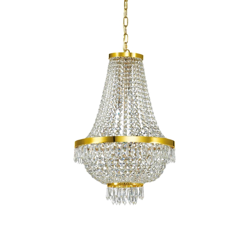 Ideal Lux - LED Kristalni lestenec na verigi CAESAR 9xG9/3W/230V pr. 45 cm zlata