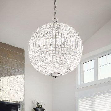 Ideal Lux - LED Kristalni lestenec na verigi LUXOR 6xG9/3W/230V pr. 40 cm prozorna