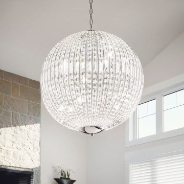 Ideal Lux - LED Kristalni lestenec na verigi LUXOR 8xG9/3W/230V pr. 50 cm prozorna