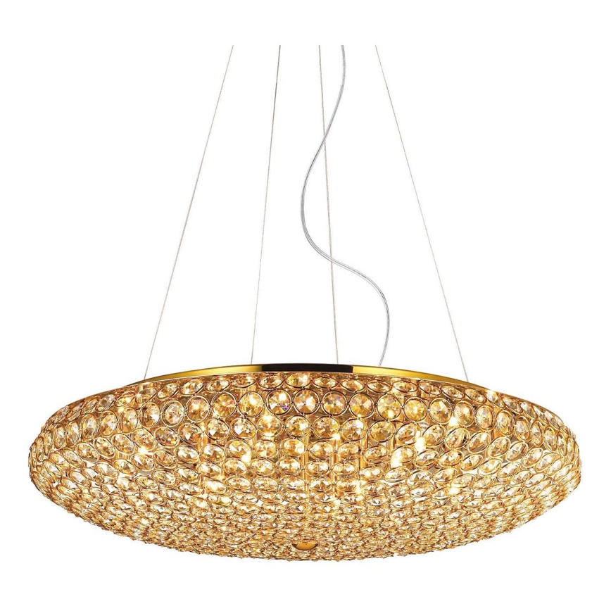 Ideal Lux - LED Kristalni lestenec na vrvici KING 12xG9/3W/230V pr. 65 cm zlata