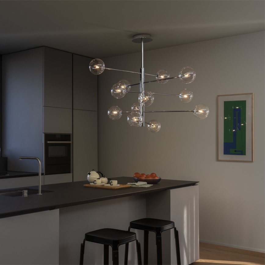 Ideal Lux - LED Lestenec na drogu EQUINOXE 12xG4/2W/230V pr. 124 cm sijajni krom/prozorna