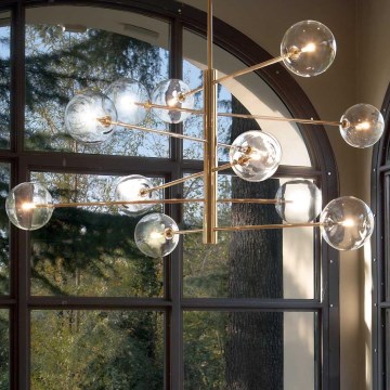 Ideal Lux - LED Lestenec na drogu EQUINOXE 12xG4/2W/230V pr. 124 cm medenina/prozorna