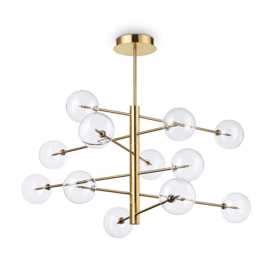 Ideal Lux - LED Lestenec na drogu EQUINOXE 12xG4/2W/230V pr. 124 cm medenina/prozorna
