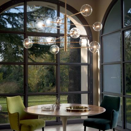 Ideal Lux - LED Lestenec na drogu EQUINOXE 12xG4/2W/230V pr. 124 cm medenina/prozorna
