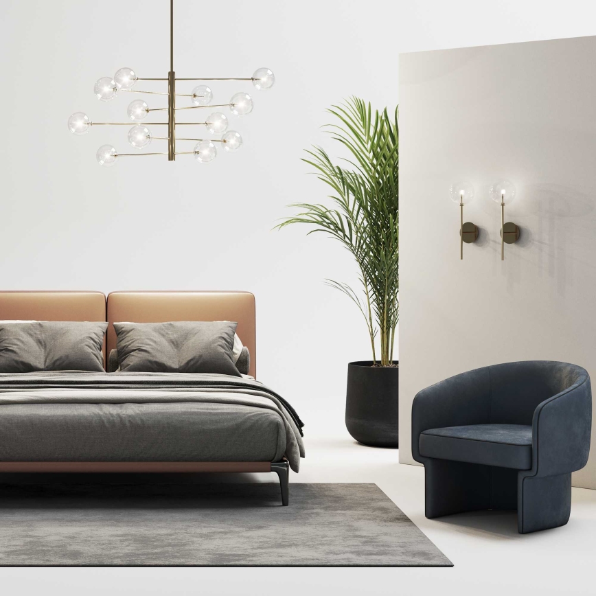 Ideal Lux - LED Lestenec na drogu EQUINOXE 12xG4/2W/230V pr. 124 cm medenina/prozorna