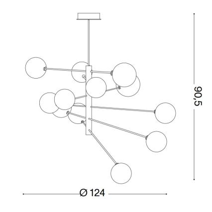Ideal Lux - LED Lestenec na drogu EQUINOXE 12xG4/2W/230V pr. 124 cm medenina/prozorna