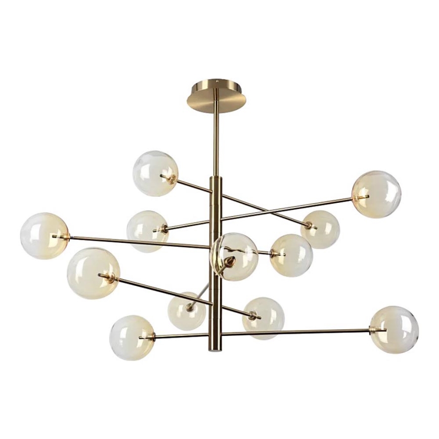 Ideal Lux - LED Lestenec na drogu EQUINOXE 12xG4/2W/230V pr. 128,1 cm medenina/dimna