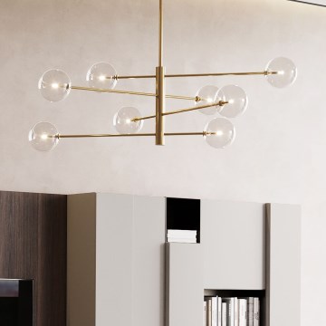 Ideal Lux - LED Lestenec na drogu EQUINOXE 8xG4/2W/230V pr. 128 cm medenina/prozorna