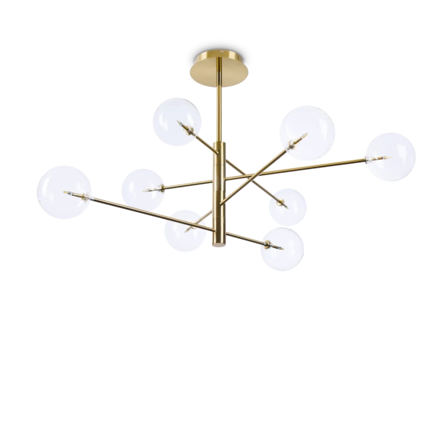 Ideal Lux - LED Lestenec na drogu EQUINOXE 8xG4/2W/230V pr. 128 cm medenina/prozorna