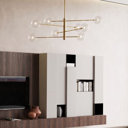 Ideal Lux - LED Lestenec na drogu EQUINOXE 8xG4/2W/230V pr. 128 cm medenina/prozorna