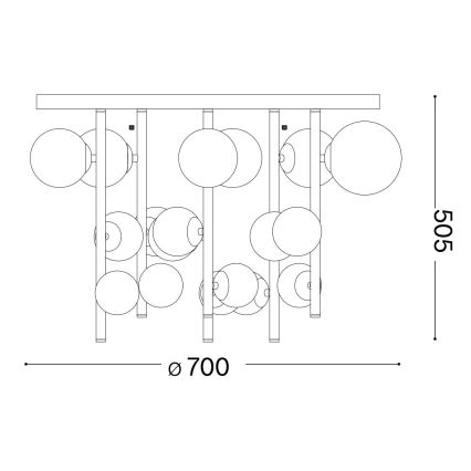 Ideal Lux - LED Lestenec na drogu PERLAGE 18xG9/3W/230V pr. 70 cm črna/dimna