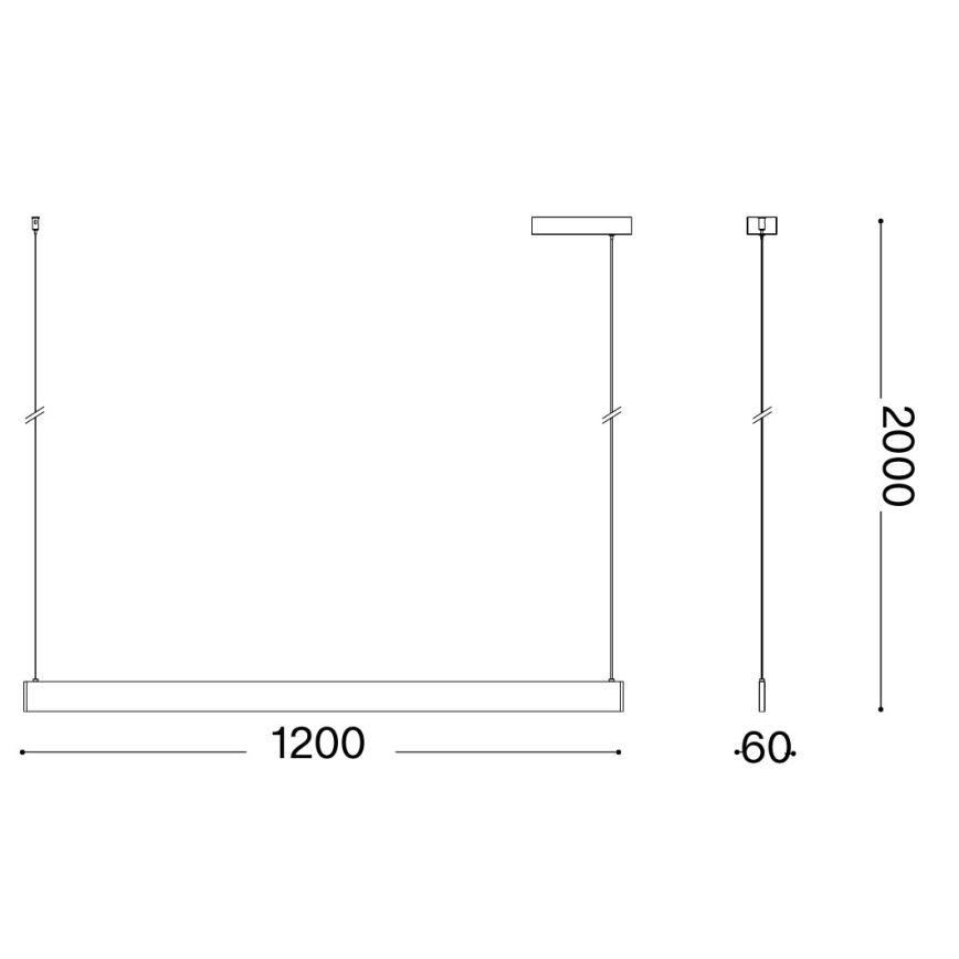 Ideal Lux - LED lestenec na jeklenem kablu DESK ACCENT LED/36W/230V CRI 90 120 cm črna