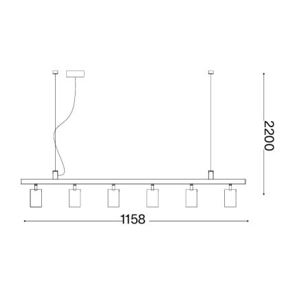 Ideal Lux - LED lestenec na jeklenem lanku DYNAMITE 6xGU10/7W/230V CRI 90 medenina