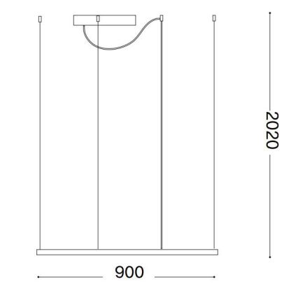 Ideal Lux - LED lestenec na kablu ORACLE SLIM LED/53W/230V 3000K CRI 90 90x90 cm črna