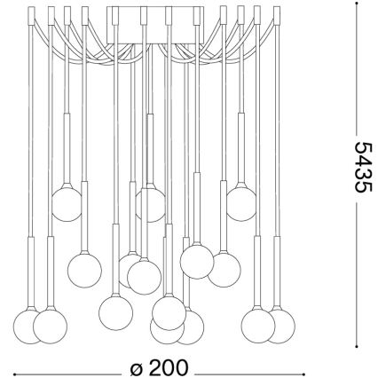Ideal Lux - LED lestenec na jekleni vrvici LUCCIOLA 16xLED/16W/230V CRI 90 pajek črna