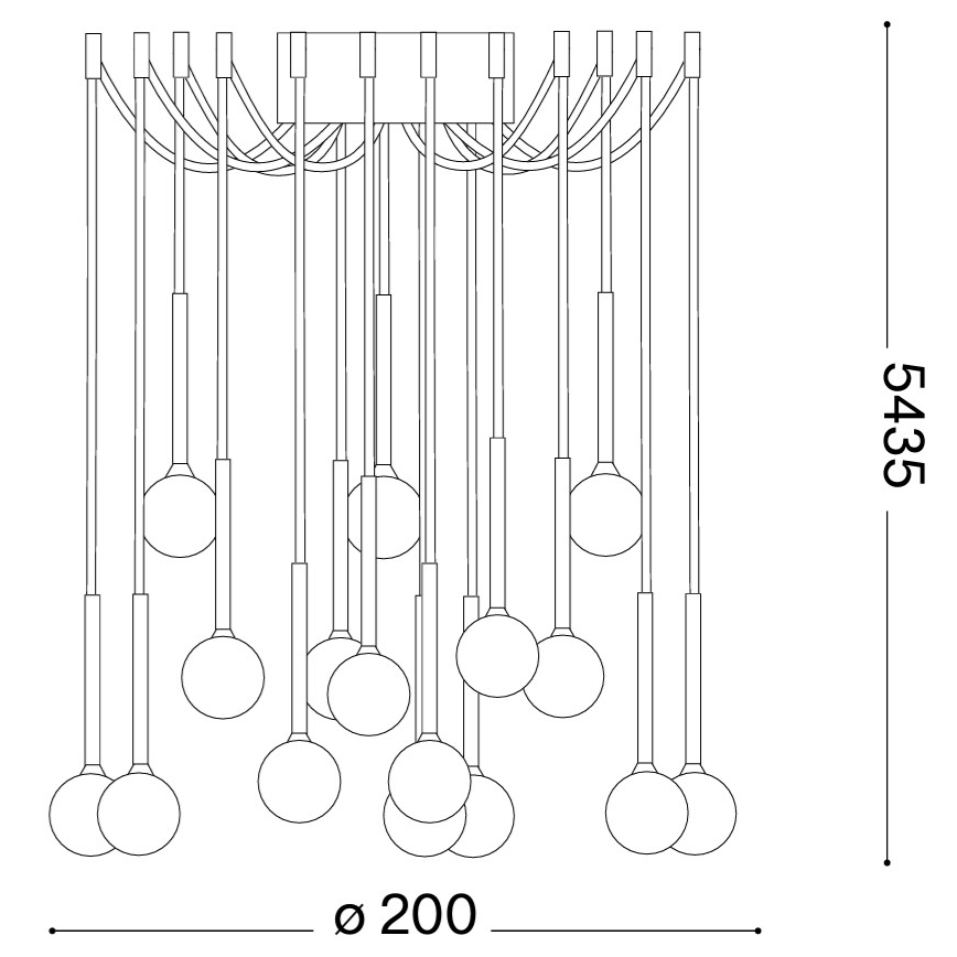 Ideal Lux - LED lestenec na jekleni vrvici LUCCIOLA 16xLED/16W/230V CRI 90 pajek črna