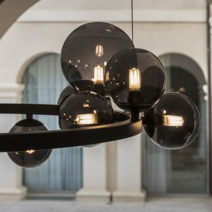 Ideal Lux - LED lestenec na jeklenem kablu PERLAGE 14xG9/3W/230V premer 85 cm črna/zadimljena črna