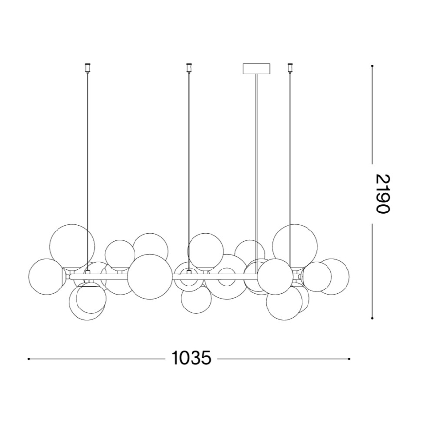 Ideal Lux - LED lestenec na jekleni vrvici PERLAGE 25xG9/3W/230V 110 cm zlata/dimna bež