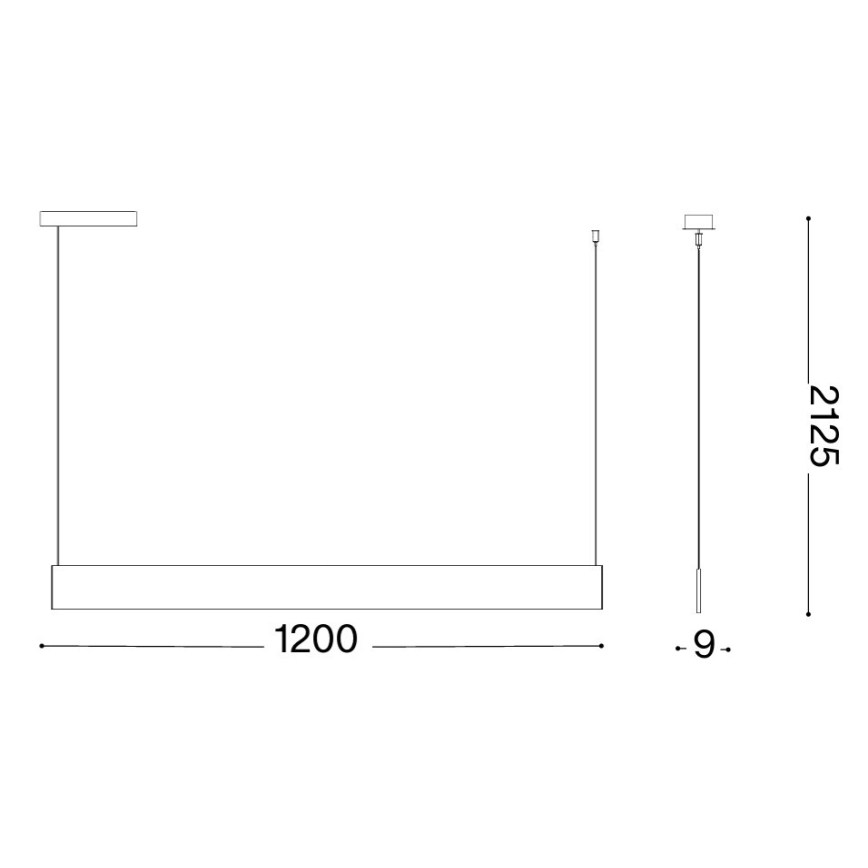 Ideal Lux - LED lestenec na jekleni vrvici STEEL LED/24W/230V 3000K CRI 90 120 cm črna