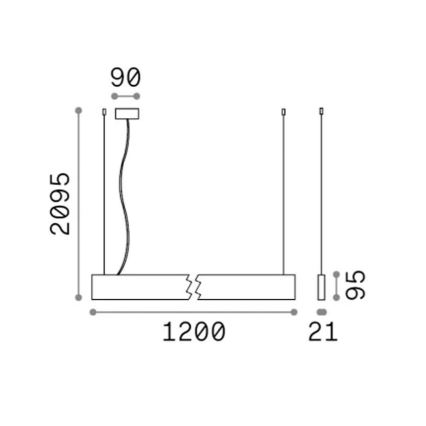 Ideal Lux - LED lestenec na jekleni vrvici STEEL LED/29W/230V 3000K CRI 90 120 cm črna